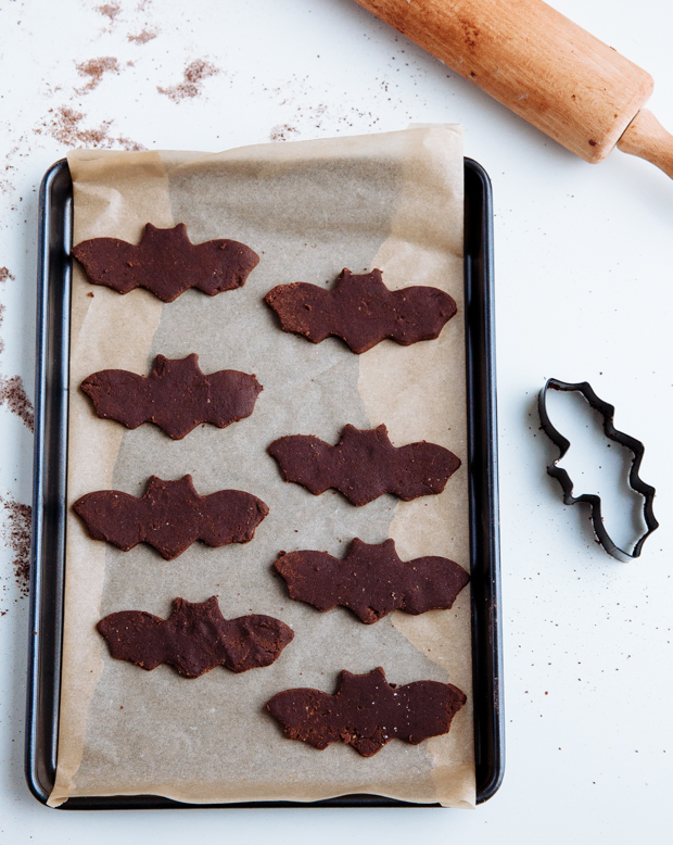 Halloween Bat Cookies with Chocolate, Coffee & Sea salt