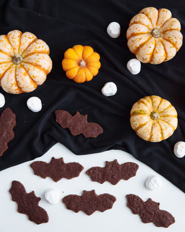 Halloween Bat Cookies with Chocolate, Coffee & Sea salt