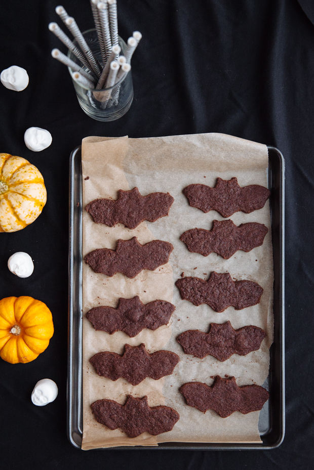 Halloween Bat Cookies with Chocolate, Coffee & Sea salt