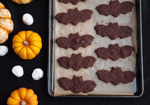 Halloween Bat Cookies with Chocolate, Coffee & Sea salt