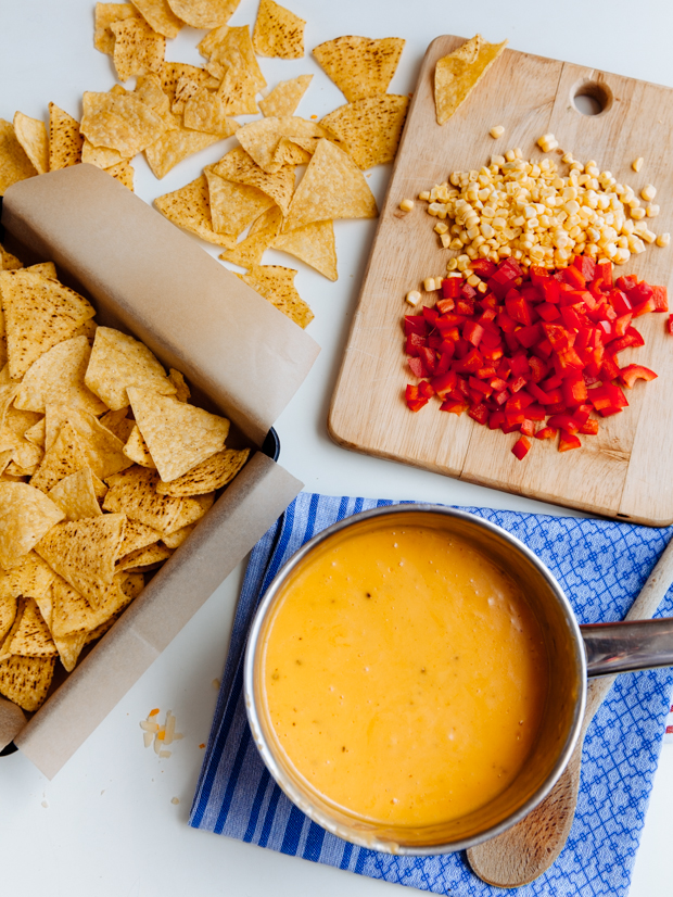 Beer & cheese baked nachos