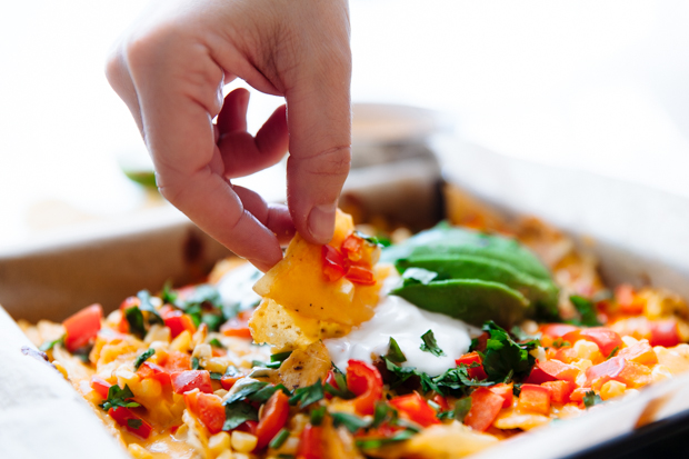 Beer & cheese baked nachos