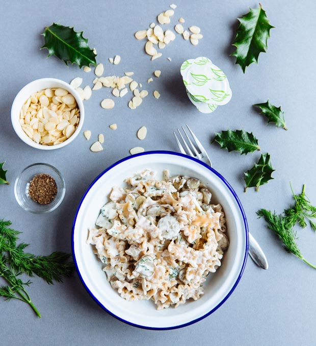 Creamy sunchoke, almond & dill pasta