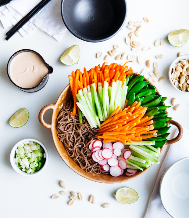 Creamy & spicy peanut butter noodle salad