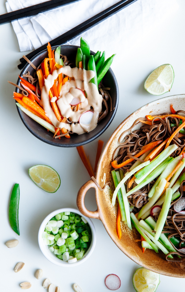 Creamy & spicy peanut butter noodle salad