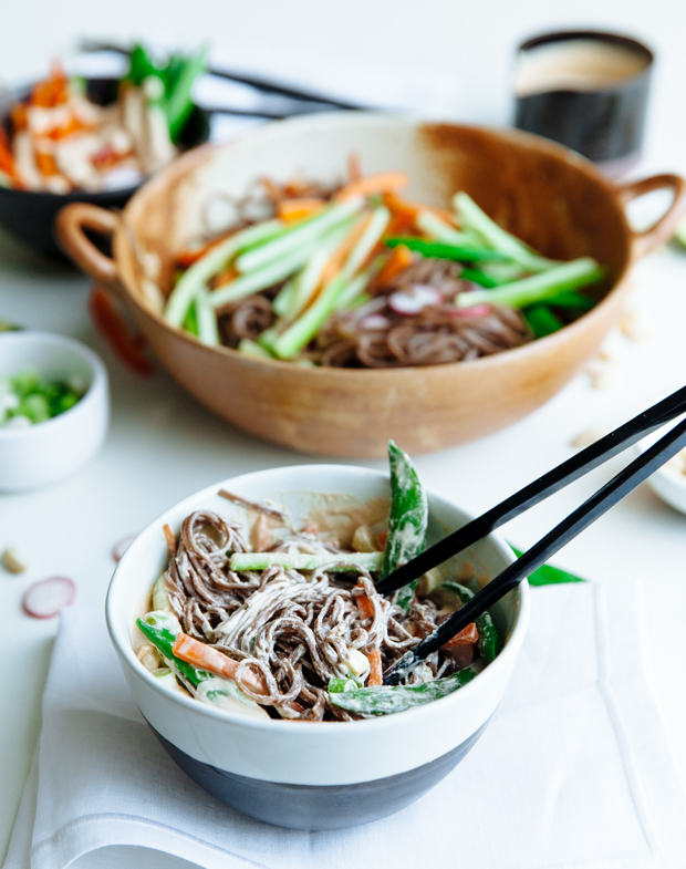 Creamy & spicy peanut butter noodle salad