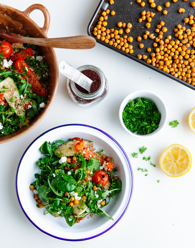 Vegetable couscous with crunchy sumac chickpeas