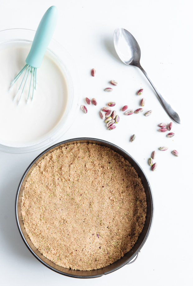 Mixed berry, coconut & pistachio cottage cheese cake