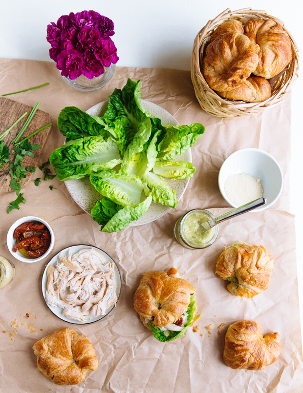 Caesar salad croissant sandwiches