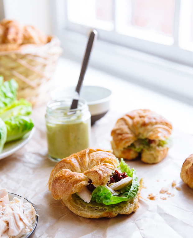 Caesar salad croissant sandwiches