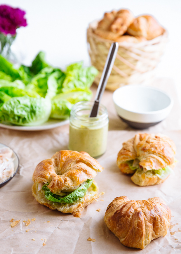 Caesar salad croissant sandwiches