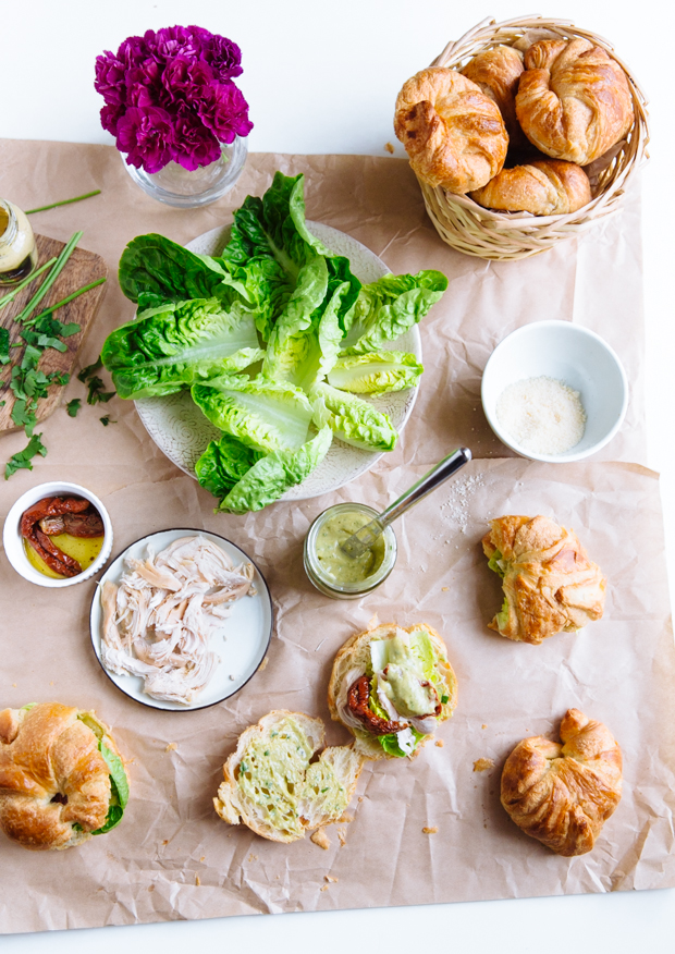 Caesar salad croissant sandwiches