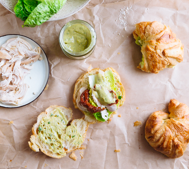 Caesar salad croissant sandwiches