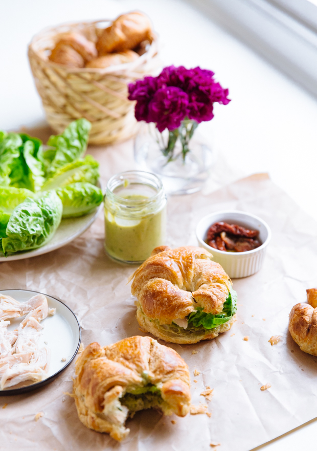 Caesar salad croissant sandwiches