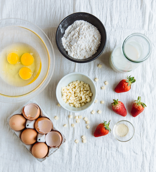 White chocolate & strawberry Dutch baby