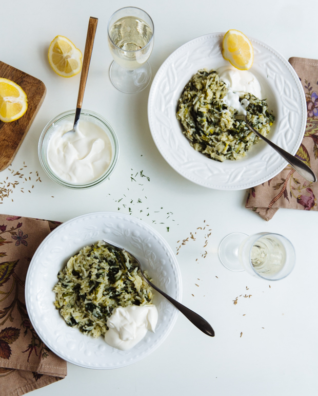 Spinach, dill & lemon basmati rice (spanakorizo)