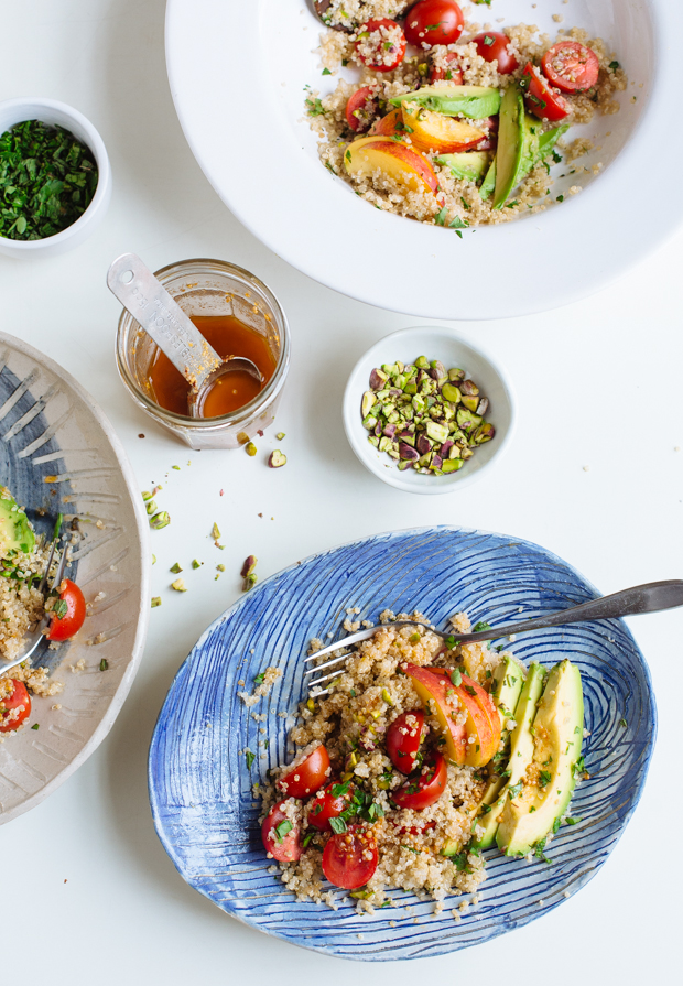 Avocado, nectarine & pistachio quinoa salad