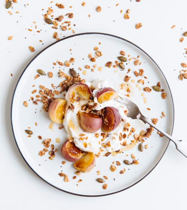 Baked peaches & mascarpone