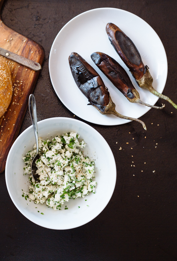 Aubergine, garlic & feta stuffed loaf