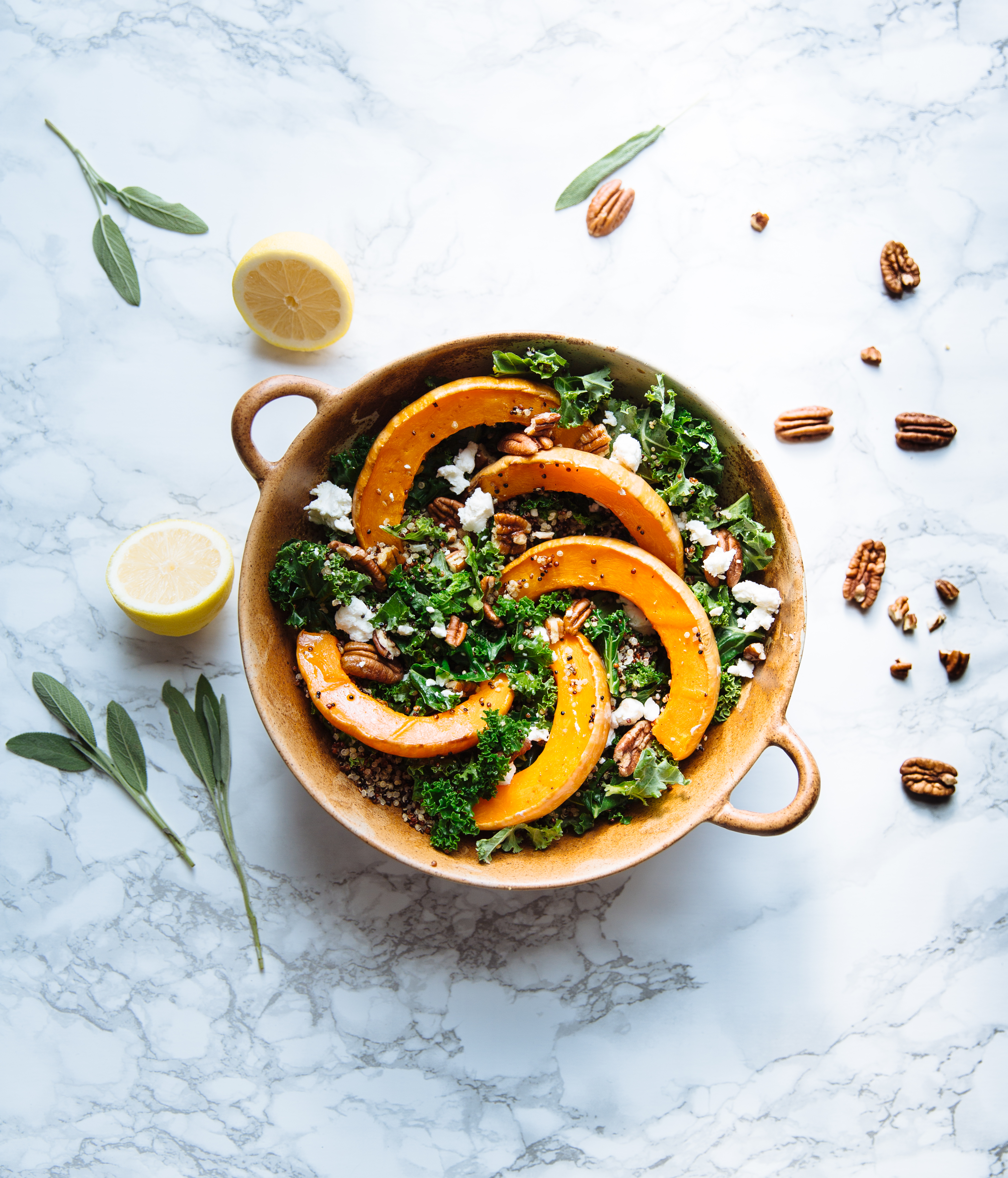 Coquina squash, quinoa & goat cheese salad