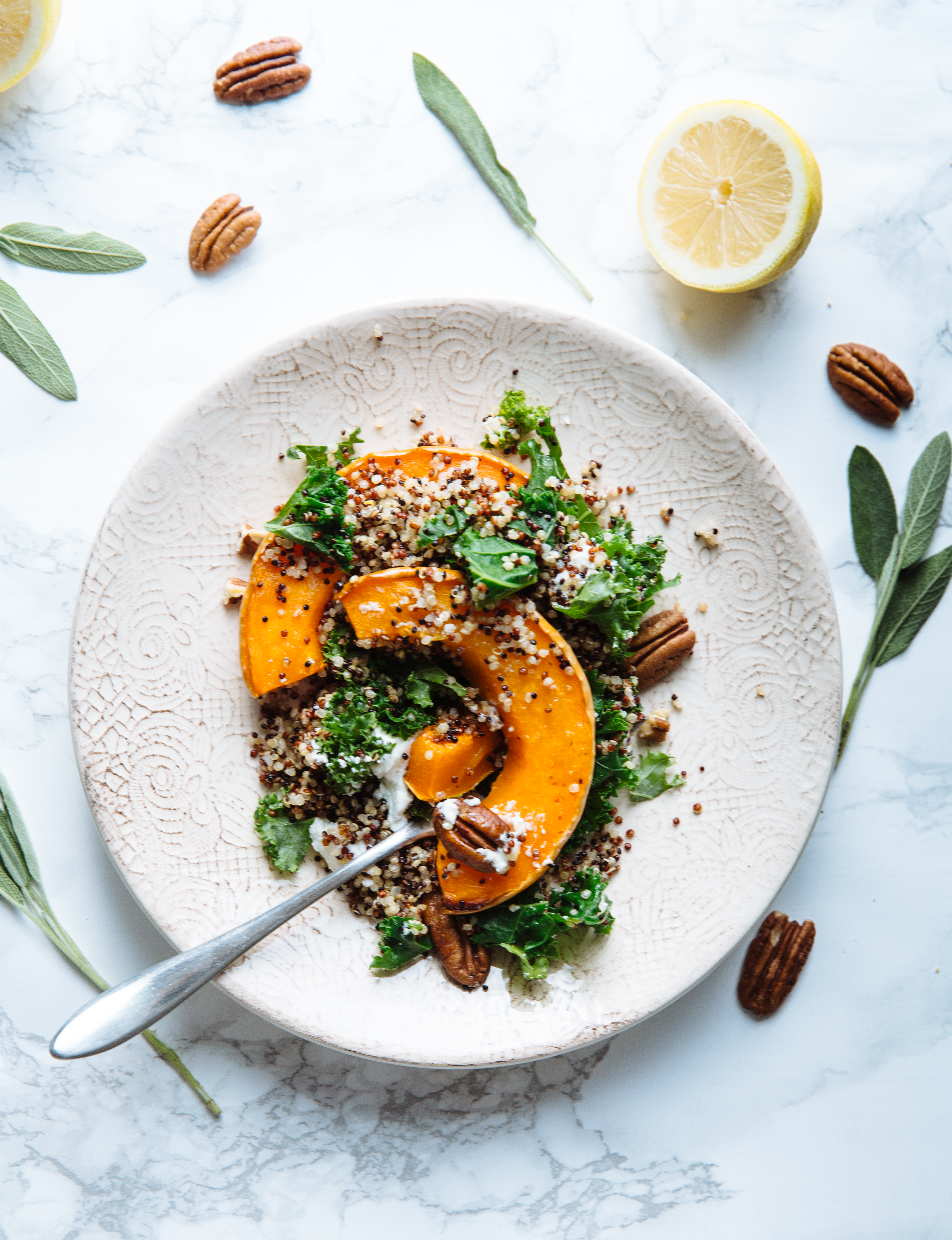 Coquina squash, quinoa & goat cheese salad