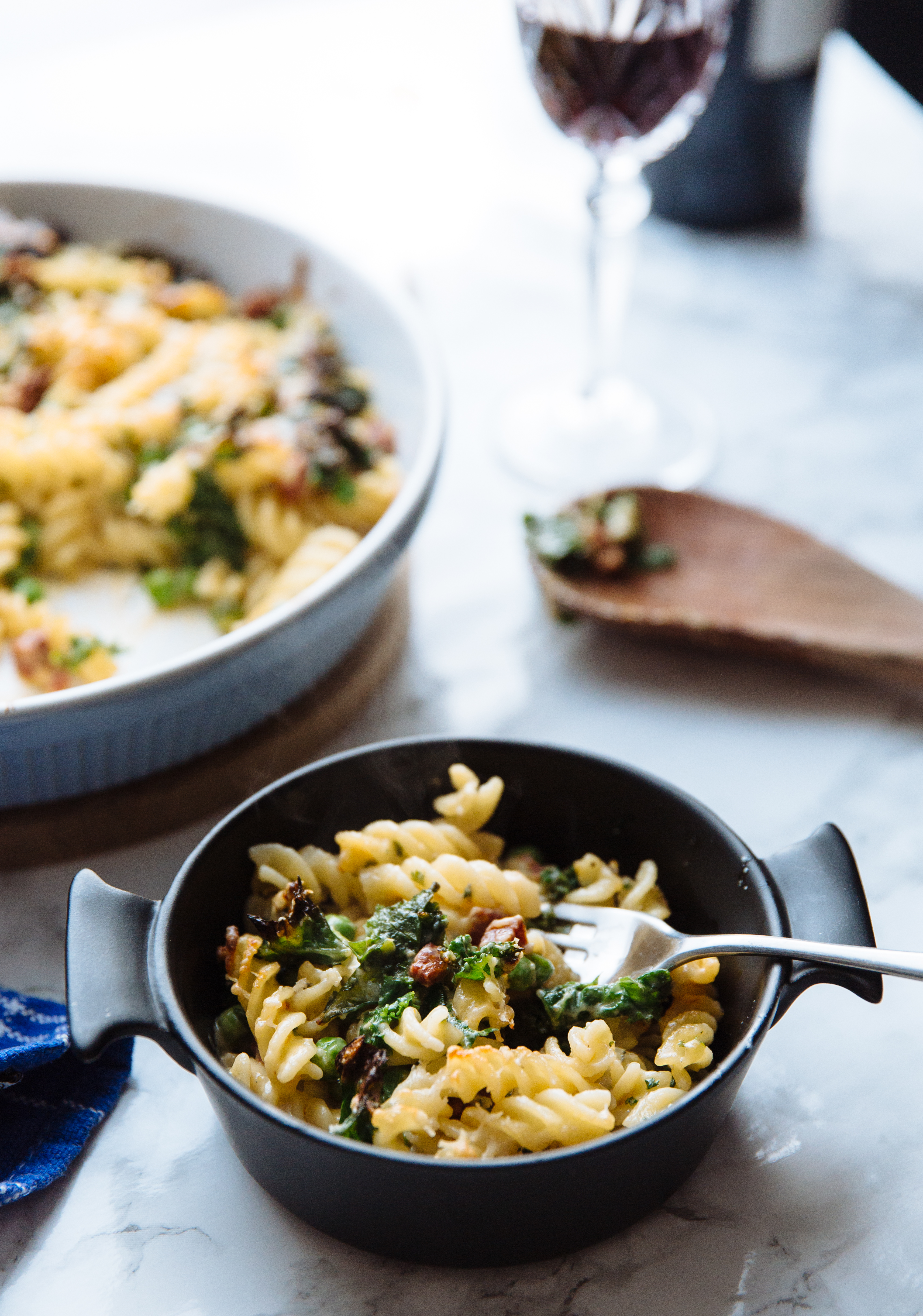 Chorizo-kale-blue-cheese-pasta-bake