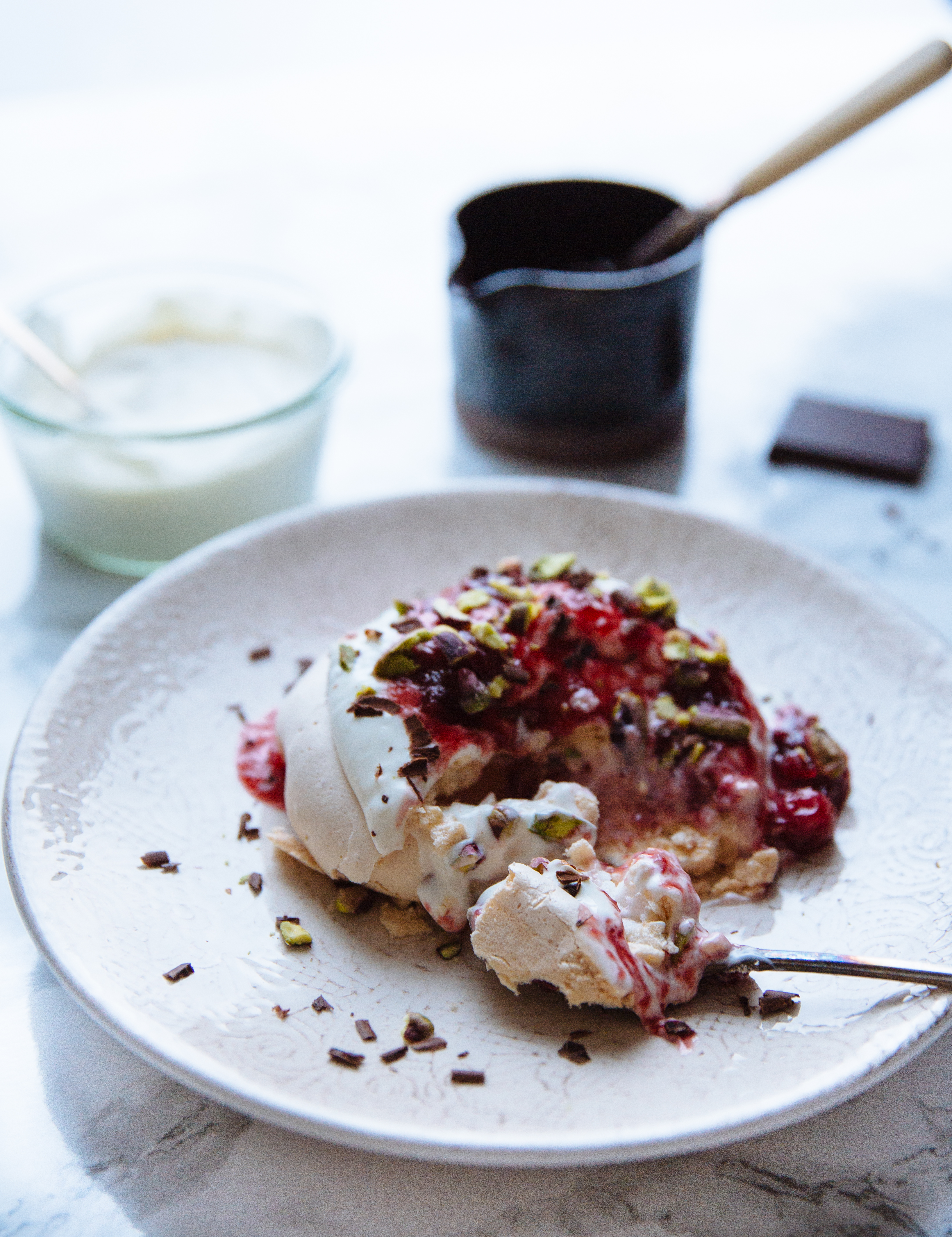 Cranberry- dark-chocolate-pistachio-pavlovas