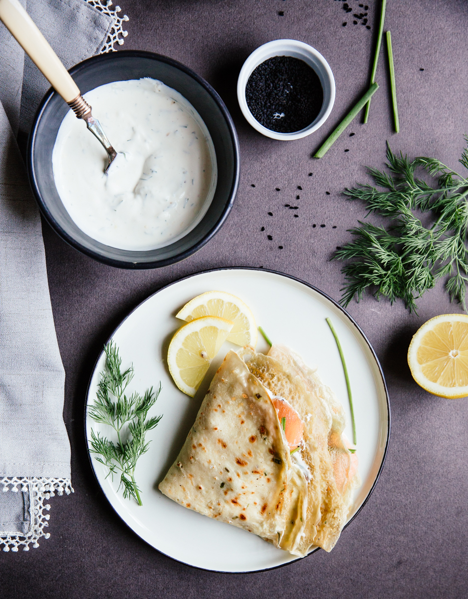 Salmon & cream cheese crêpes