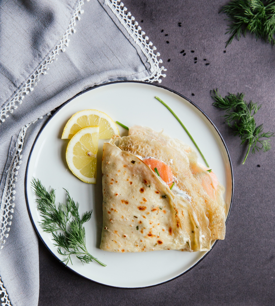 Salmon & cream cheese crêpes