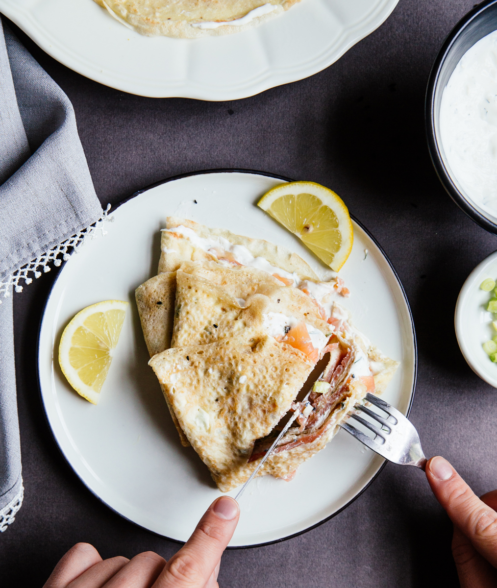 Salmon & cream cheese crêpes