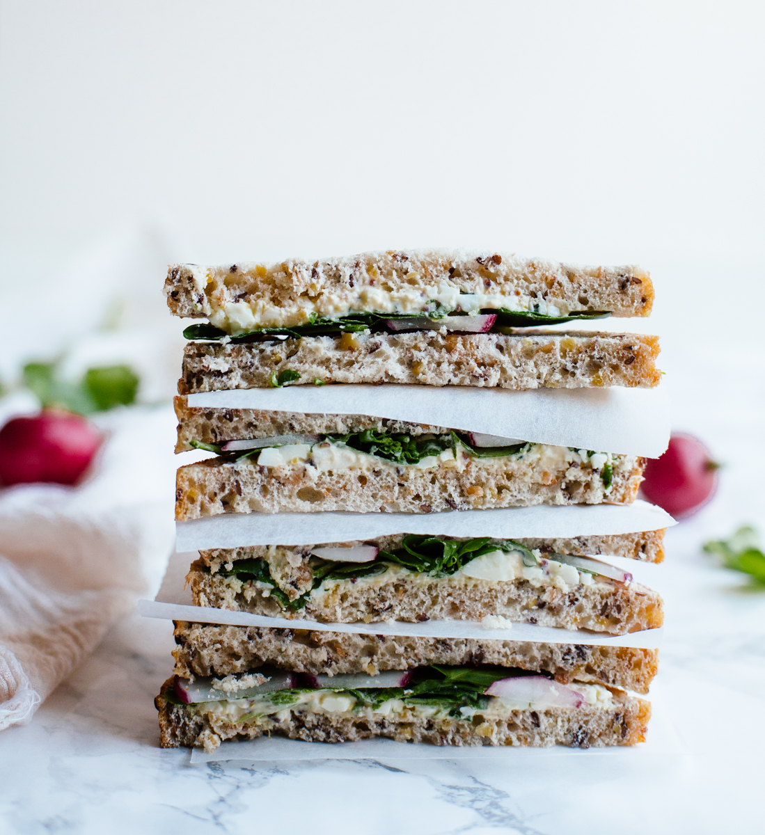 Egg, cress & radish sandwich