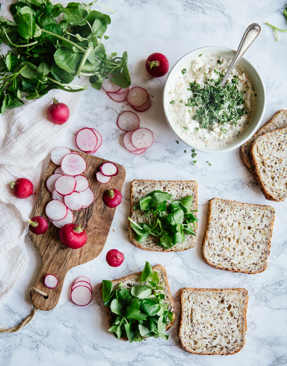 Egg, cress & radish sandwich