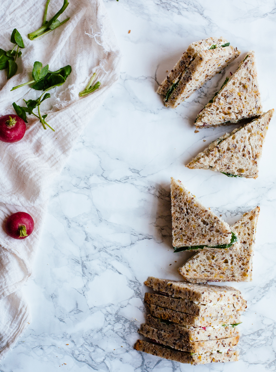 Egg, cress & radish sandwich