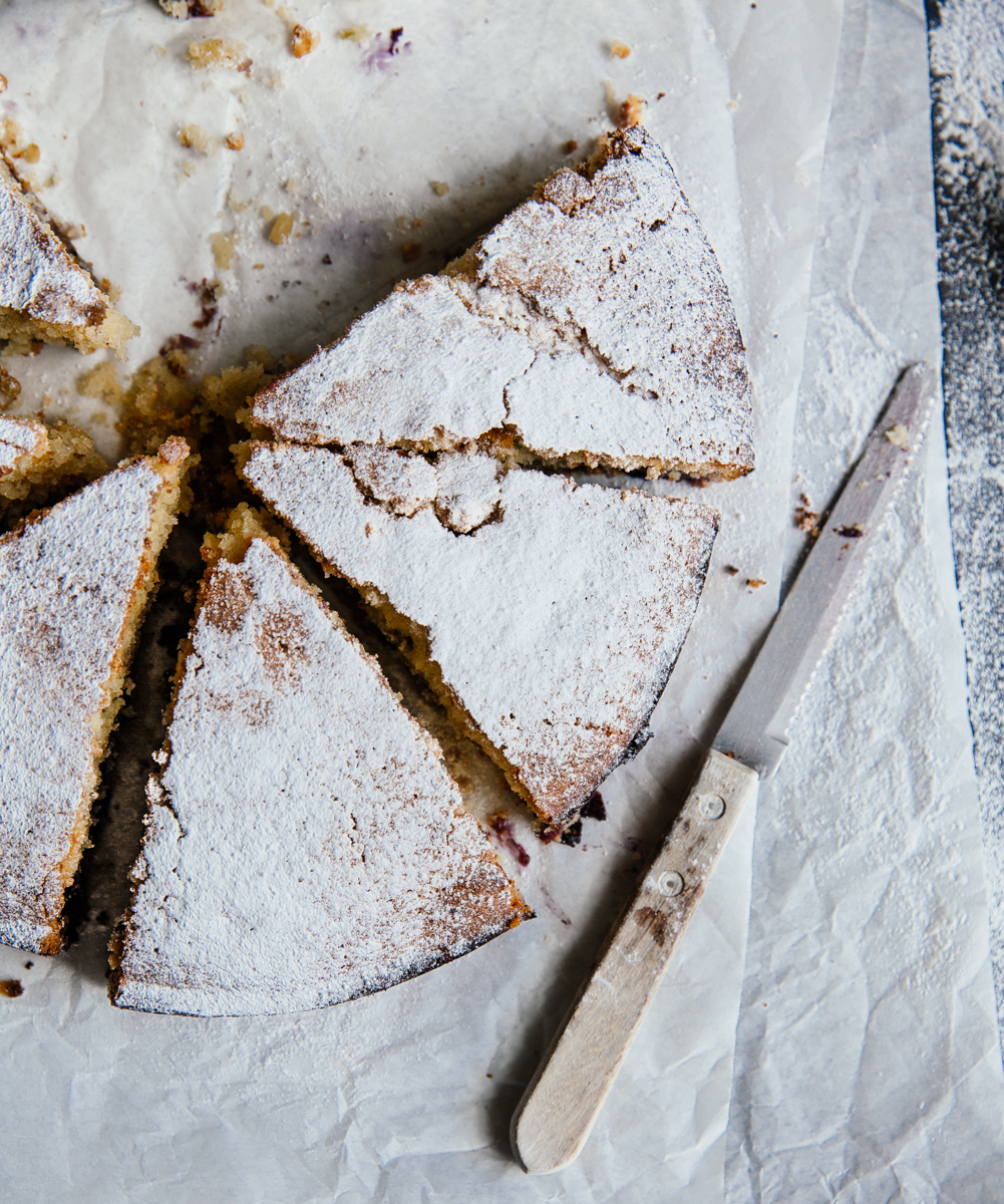 Blueberry, lemon & pine nut cake