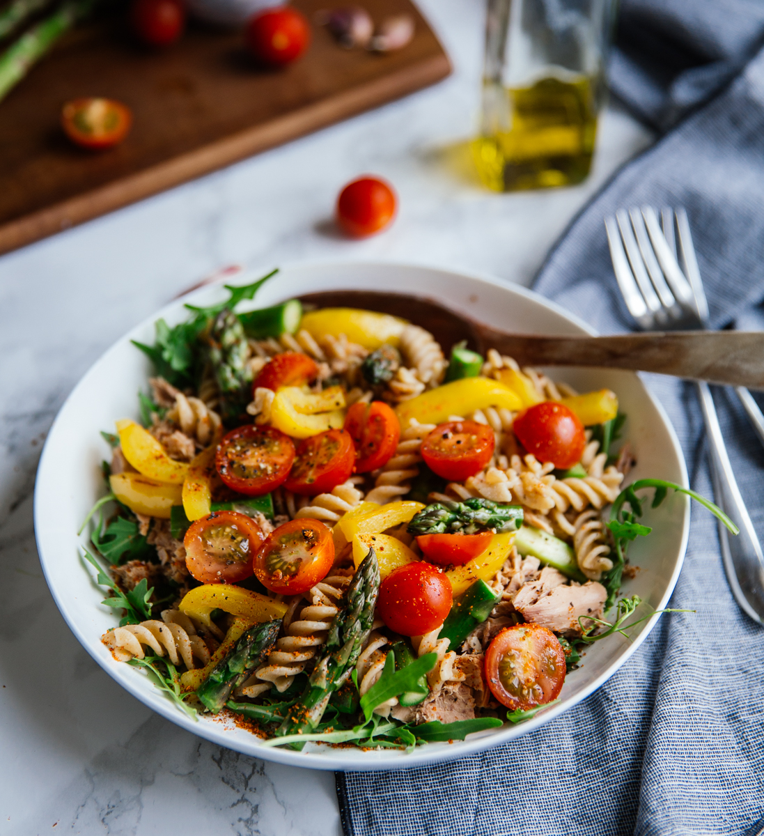 Asparagus & tuna pasta salad