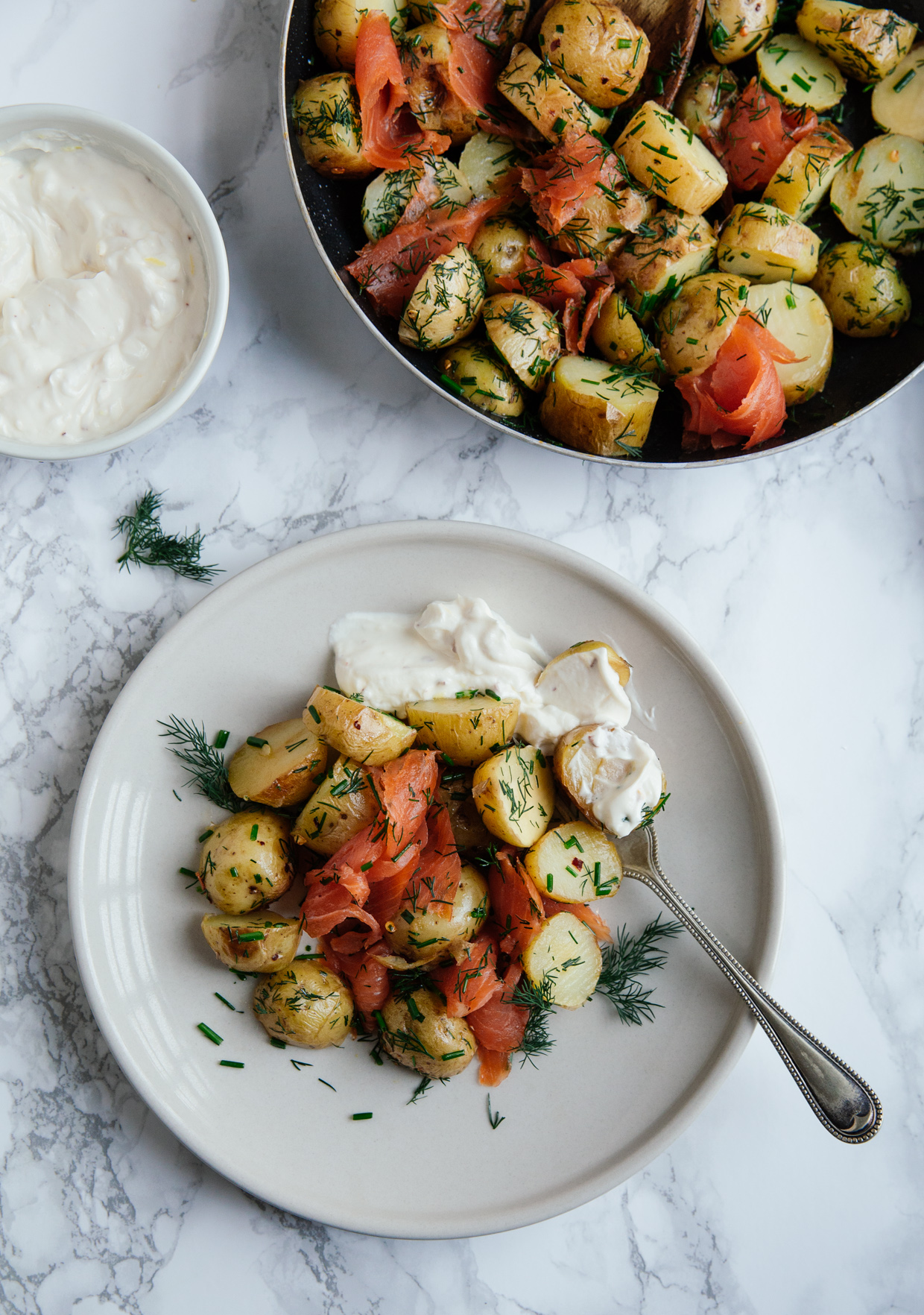 Smoked trout and potato hash