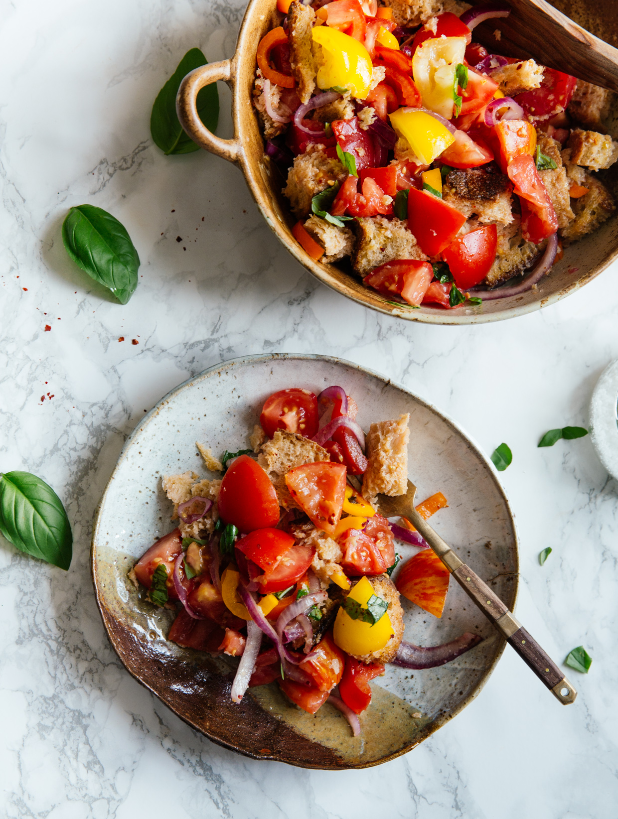 Spicy bread & tomato salad (panzanella)