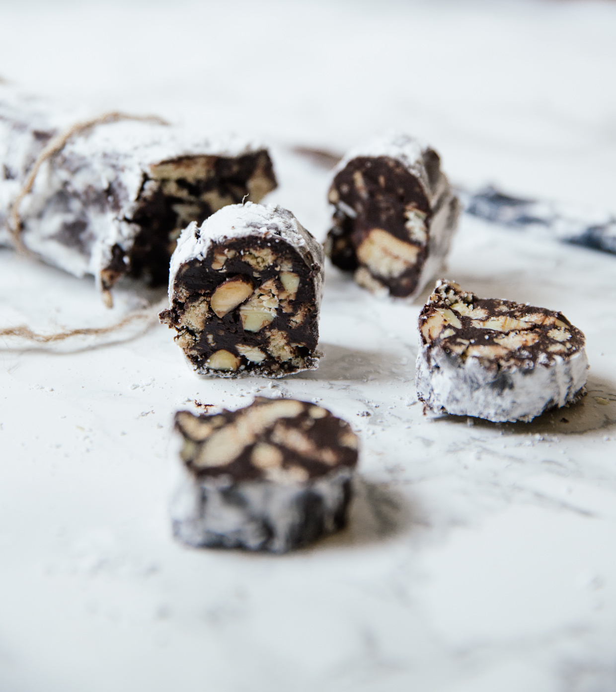 Almond & white chocolate salami