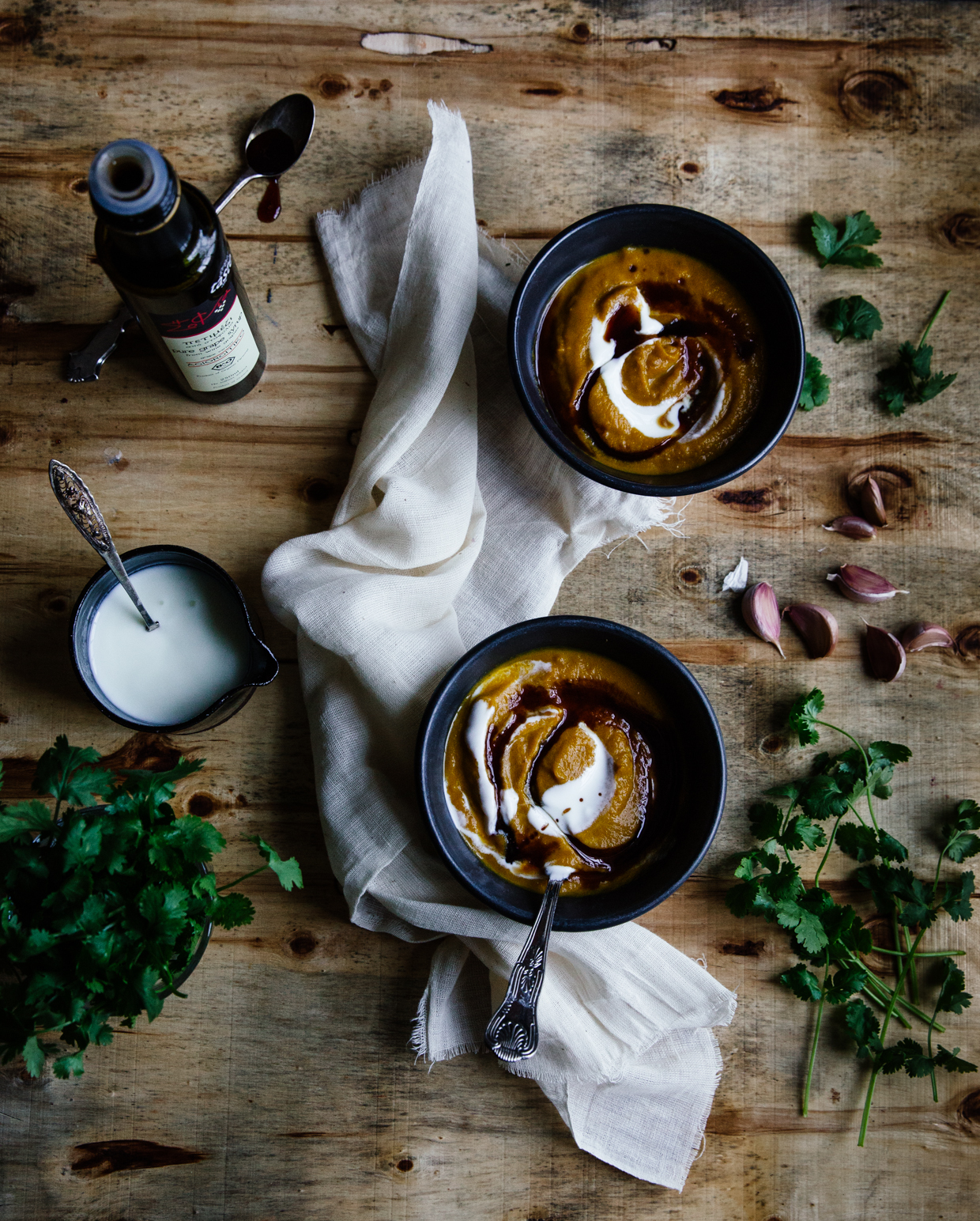 Carrot soup with buttermilk & grape molasses 