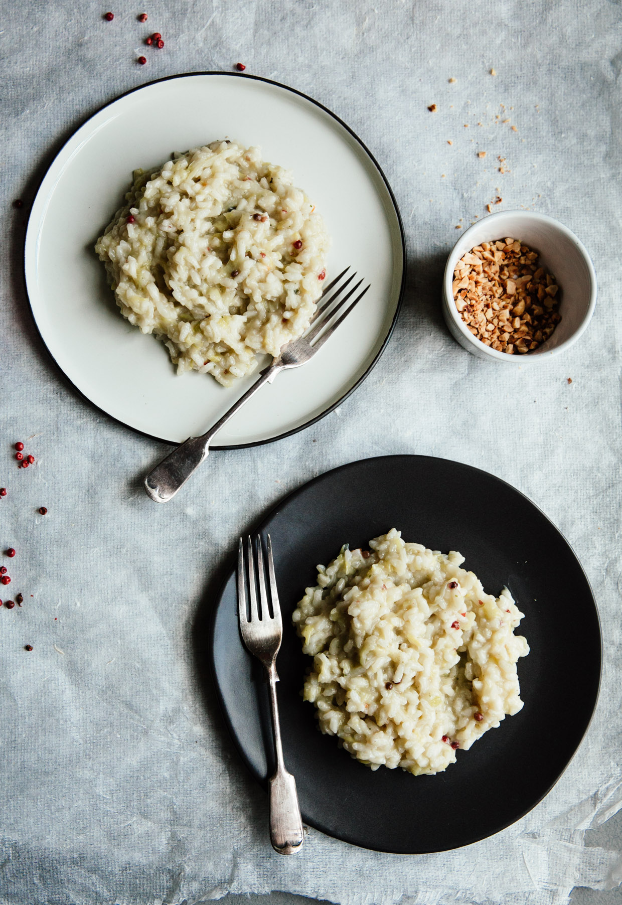 Leek & pink peppercorn risotto