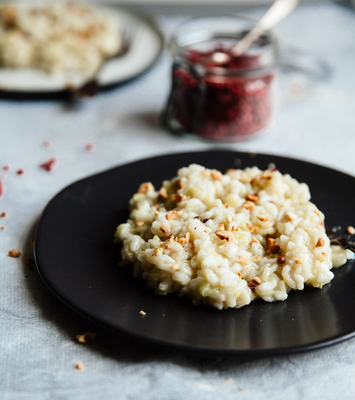 Leek & pink peppercorn risotto