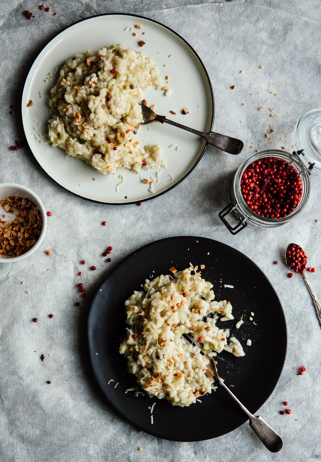 Leek & pink peppercorn risotto