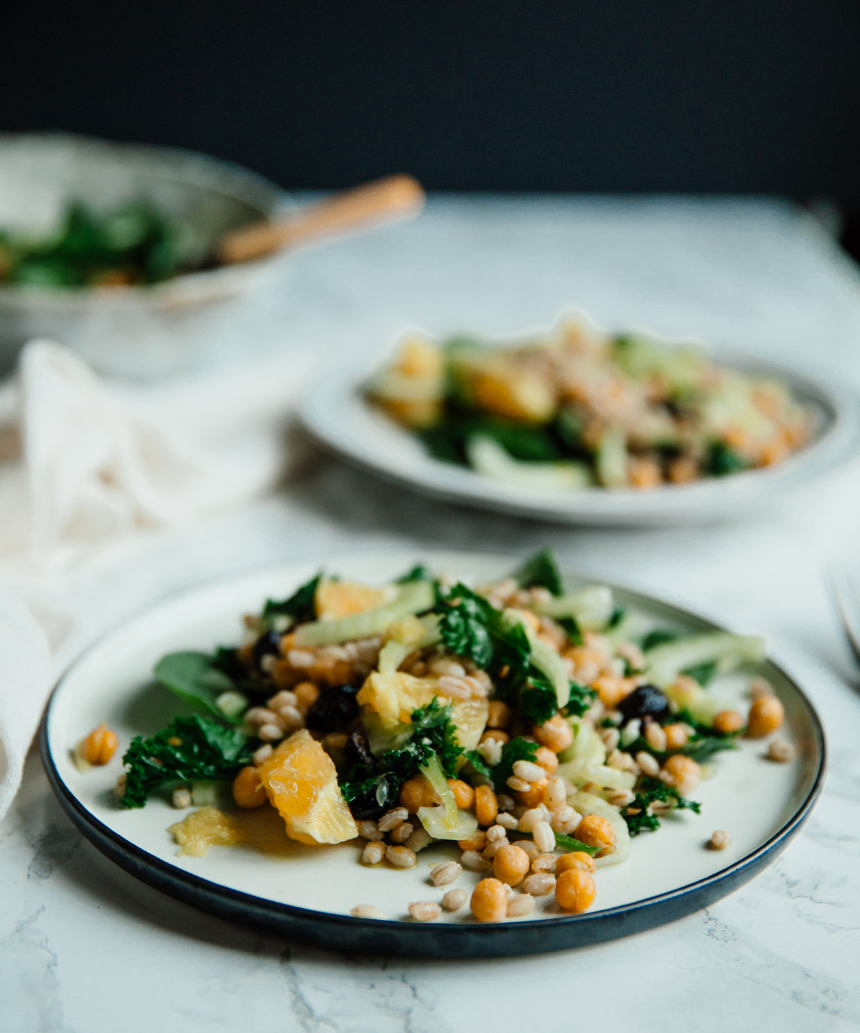 Barley salad with orange, fennel & black olives