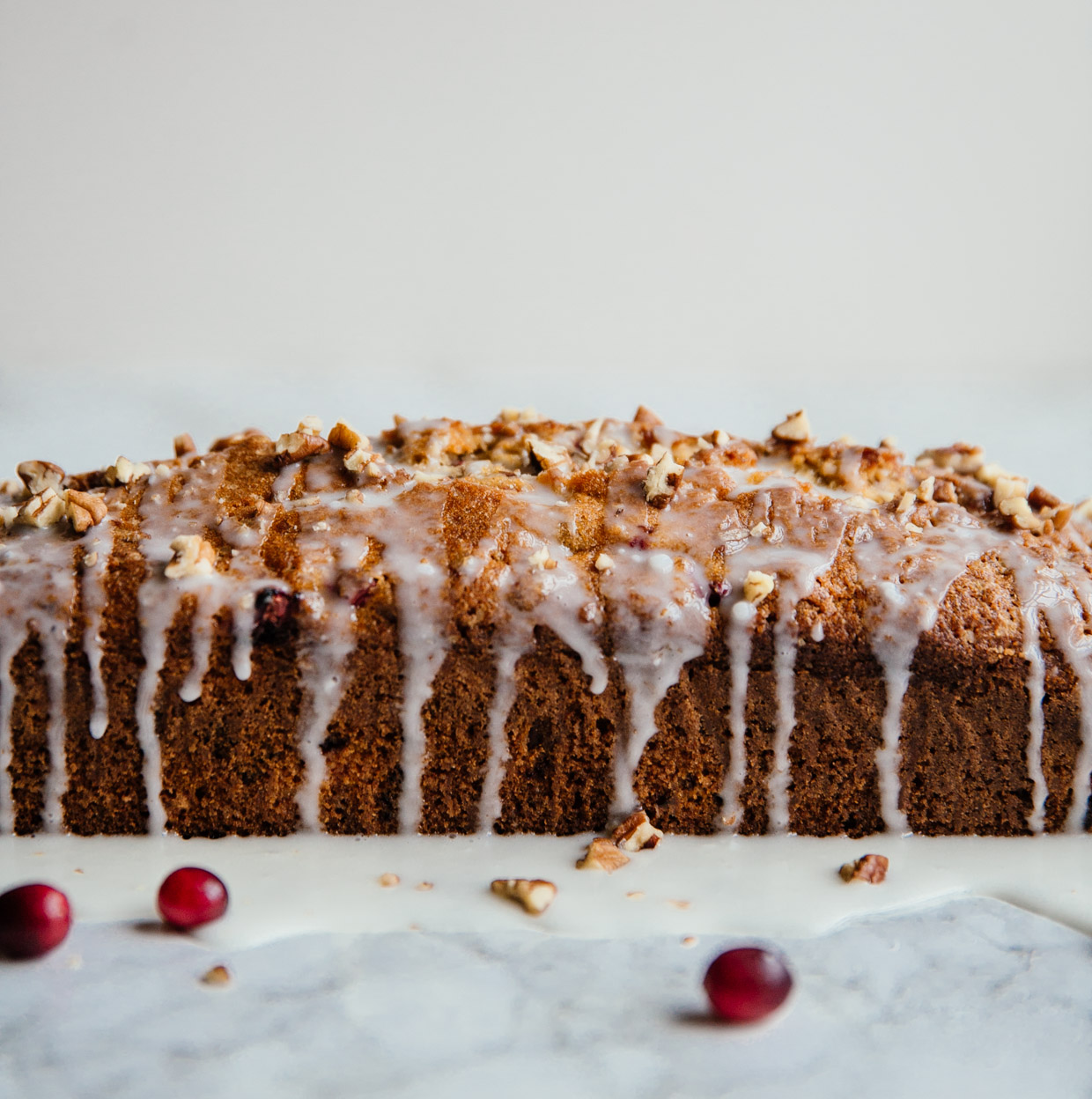 Cranberry, citrus & pecan brown butter cake