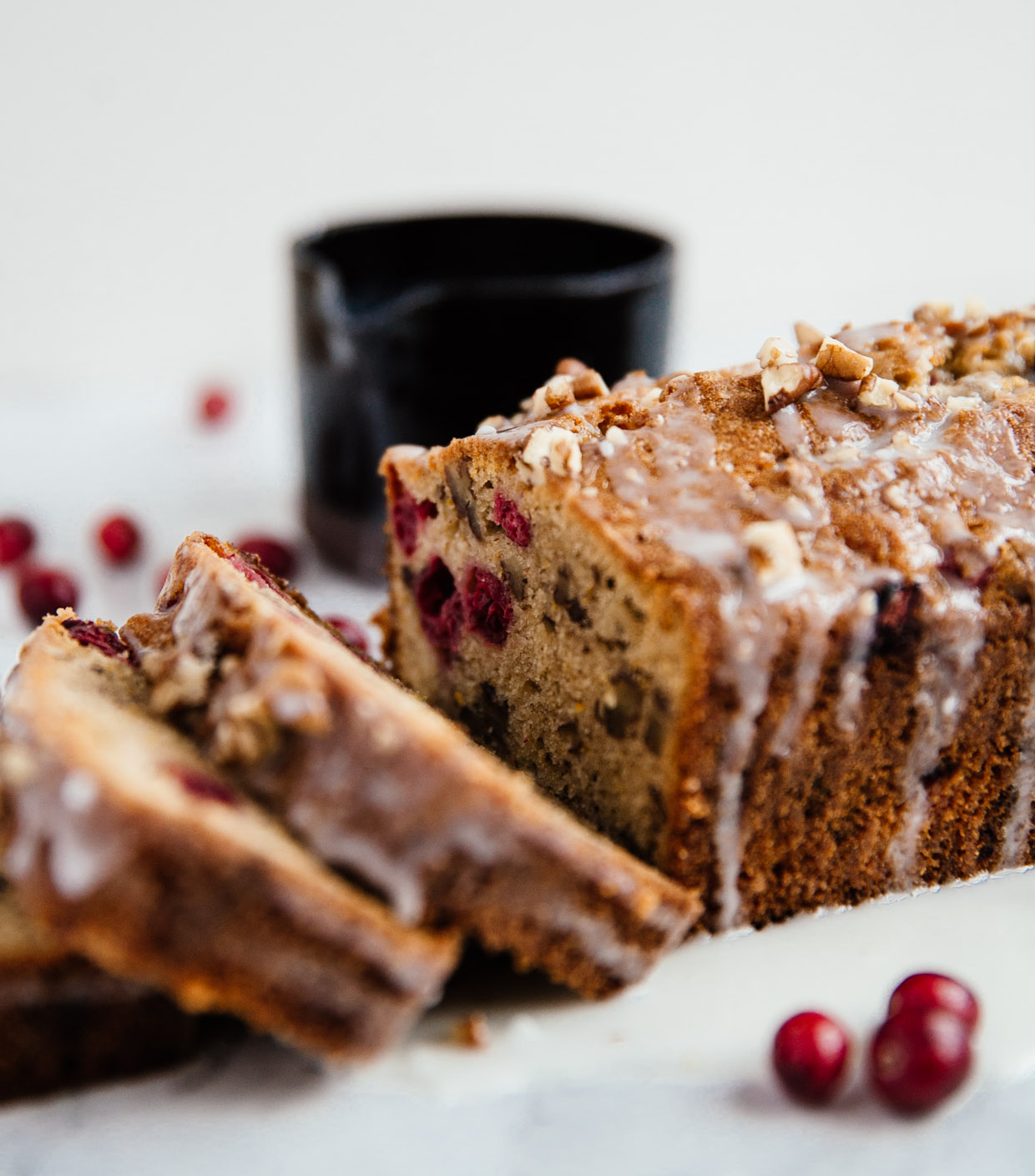 Cranberry, citrus & pecan brown butter cake