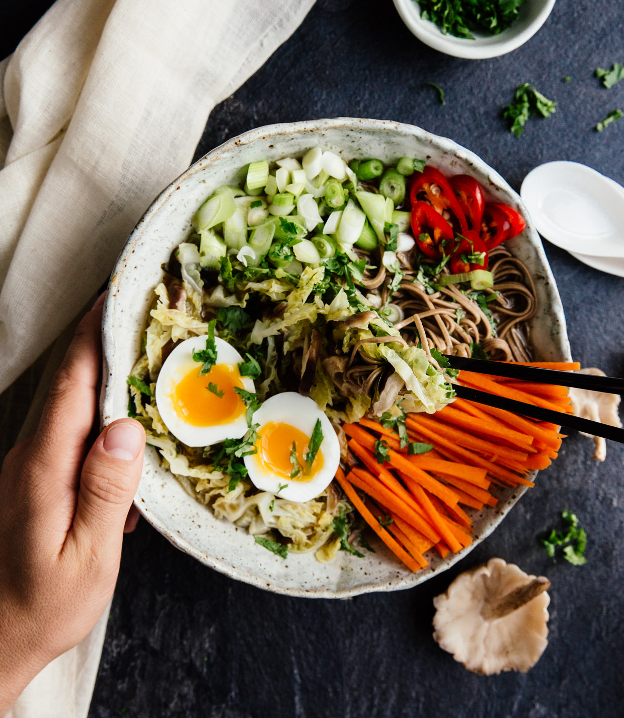 Spicy savoy cabbage & shiitake miso soup