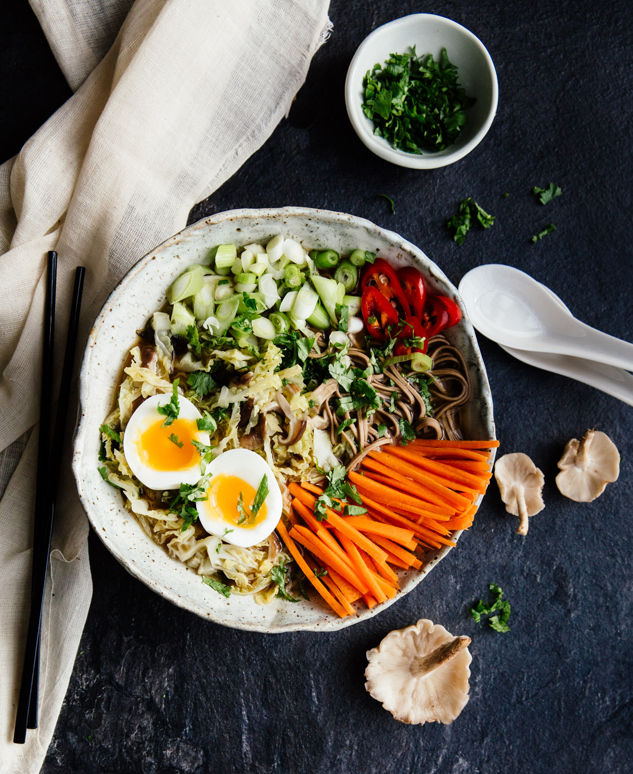 Spicy savoy cabbage & shiitake miso soup