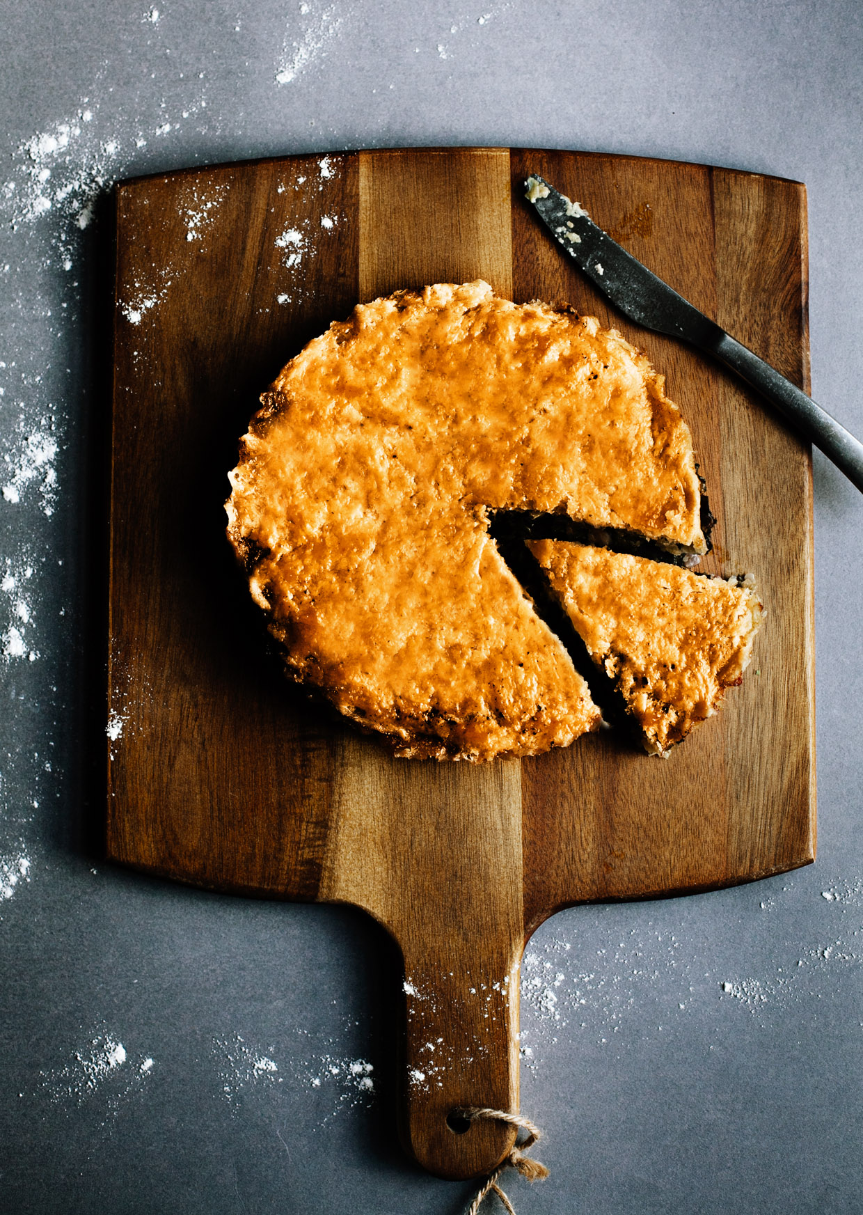 Leek, bacon & kale pie