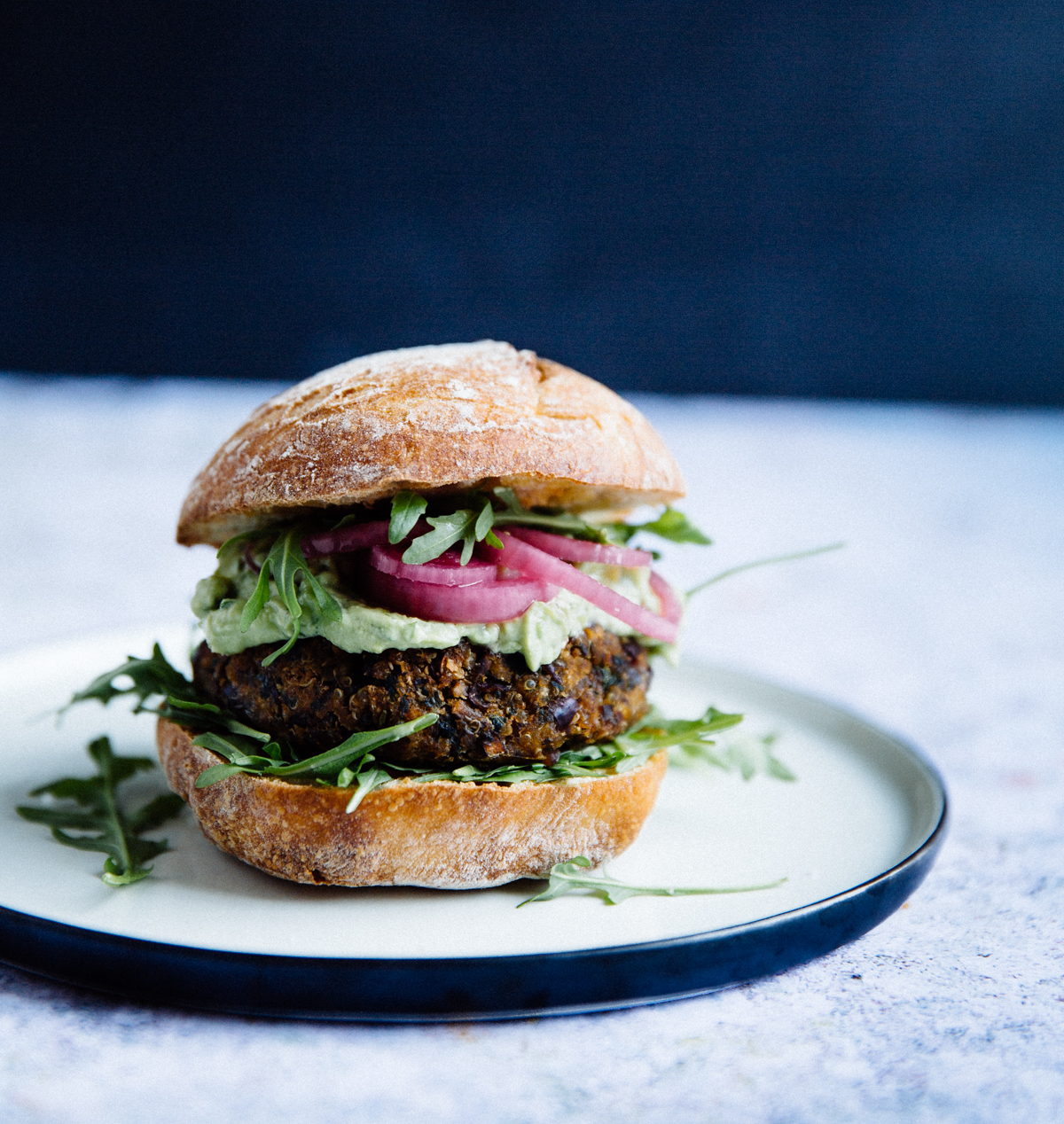 Quinoa, red bean & mushroom veggie burger