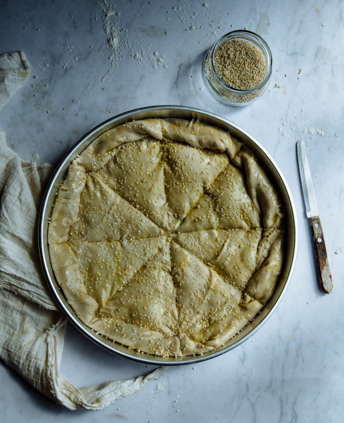 Feta, spring onion & dill pie (tyropita)